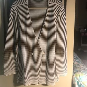 Black and white striped cardigan